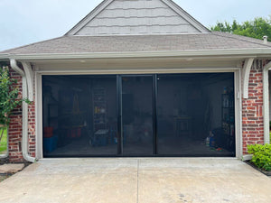9'W x 7'H Lifestyle Screens® Garage Screen Door, with Upgraded 17x20 Black PVC Coated Polyester Screen Fabric and With Center Passage Door