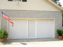 Load image into Gallery viewer, 8'W x 8'H Lifestyle Screens® Garage Screen Door, with Upgraded White 17x20 PVC-coated Polyester Screen Fabric and With Center Passage Door