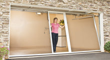 Load image into Gallery viewer, 8'W x 8'H Lifestyle Screens® Garage Screen Door, with Upgraded White 17x20 PVC-coated Polyester Screen Fabric and With Center Passage Door