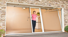 Load image into Gallery viewer, 8'W x 7'H Lifestyle Screens® Garage Screen Door, with Upgraded 17x20 Black PVC Coated Polyester Screen Fabric and With Center Passage Door