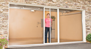 16'W x 10'H Lifestyle Screens® Garage Screen Door, with Standard 18x14 Charcoal Fiberglass Screen Fabric and with Center Passage Door