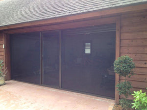 10'W x 9'H Lifestyle Screens® Garage Screen Door, with Standard 18x14 Charcoal Fiberglass Screen Fabric and with Center Passage Door