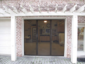 10'W x 8'H Lifestyle Screens® Garage Screen Door, with Standard 18x14 Charcoal Fiberglass Screen Fabric and With Center Passage Door
