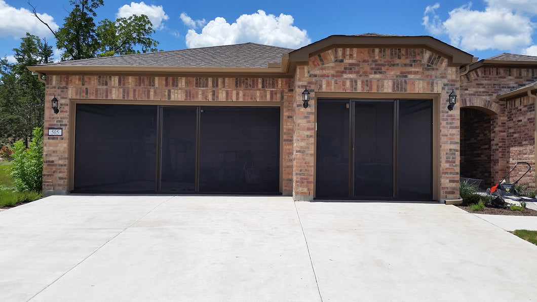 12'W x 8'H Lifestyle Screens® Garage Screen Door, with Upgraded Black 17x20 PVC-coated Polyester Screen Fabric and With Center Passage Door