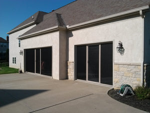 9'W x 9'H Lifestyle Screens® Garage Screen Door, with Standard 18x14 Charcoal Fiberglass Screen Fabric and with Center Passage Door