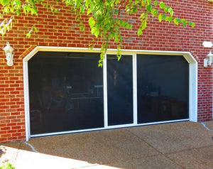 9'W x 10'H Lifestyle Screens® Garage Screen Door, with Upgraded 17x20 Black PVC Coated Polyester Screen Fabric and with Center Passage Door