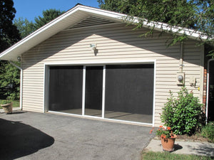 9'W x 9'H Lifestyle Screens® Garage Screen Door, with Standard 18x14 Charcoal Fiberglass Screen Fabric and with Center Passage Door