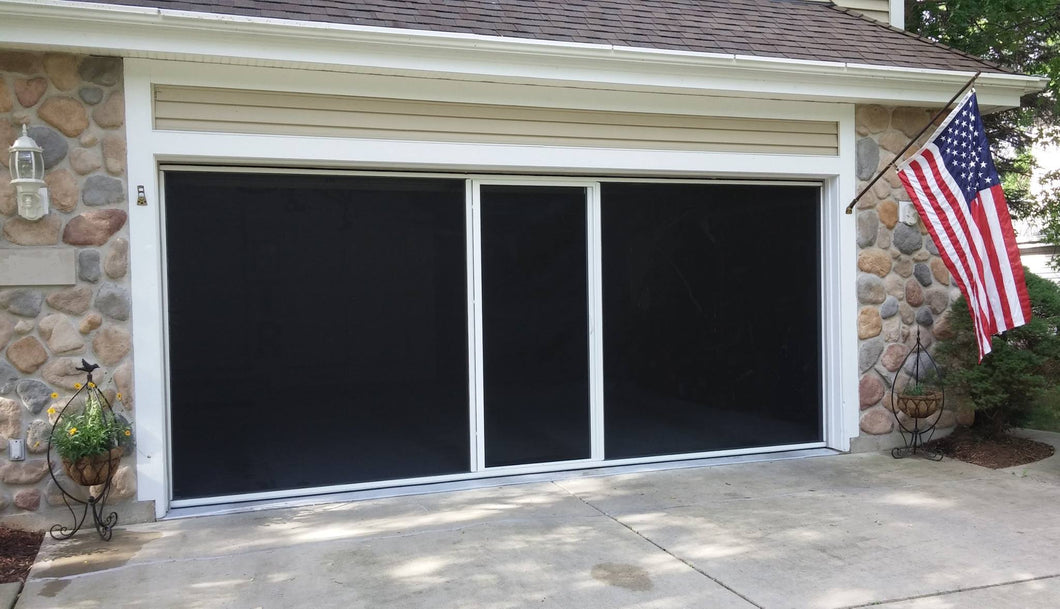 10'W x 8'H Lifestyle Screens® Garage Screen Door, with Upgraded Black 17x20 PVC-coated Polyester Screen Fabric and With Center Passage Door