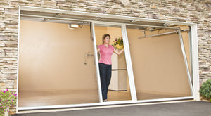 16'W x 8'H Lifestyle Screens® Garage Screen Door, with Standard 18x14 Charcoal Fiberglass Screen Fabric and With Center Passage Door