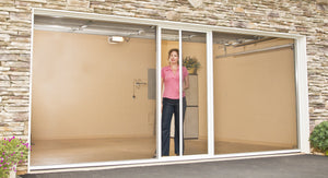 6'W x 8'H Lifestyle Screens® Garage Screen Door, with Standard 18x14 Charcoal Fiberglass Screen Fabric and With Center Passage Door