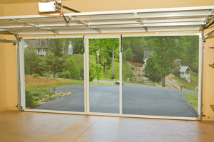 8'W x 7'H Lifestyle Screens® Garage Screen Door, with Upgraded 17x20 Black PVC Coated Polyester Screen Fabric and With Center Passage Door