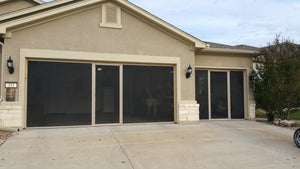 12'W x 7'H Lifestyle Screens® Garage Screen Door, with Standard 18x14 Charcoal Fiberglass Screen Fabric and With Center Passage Door
