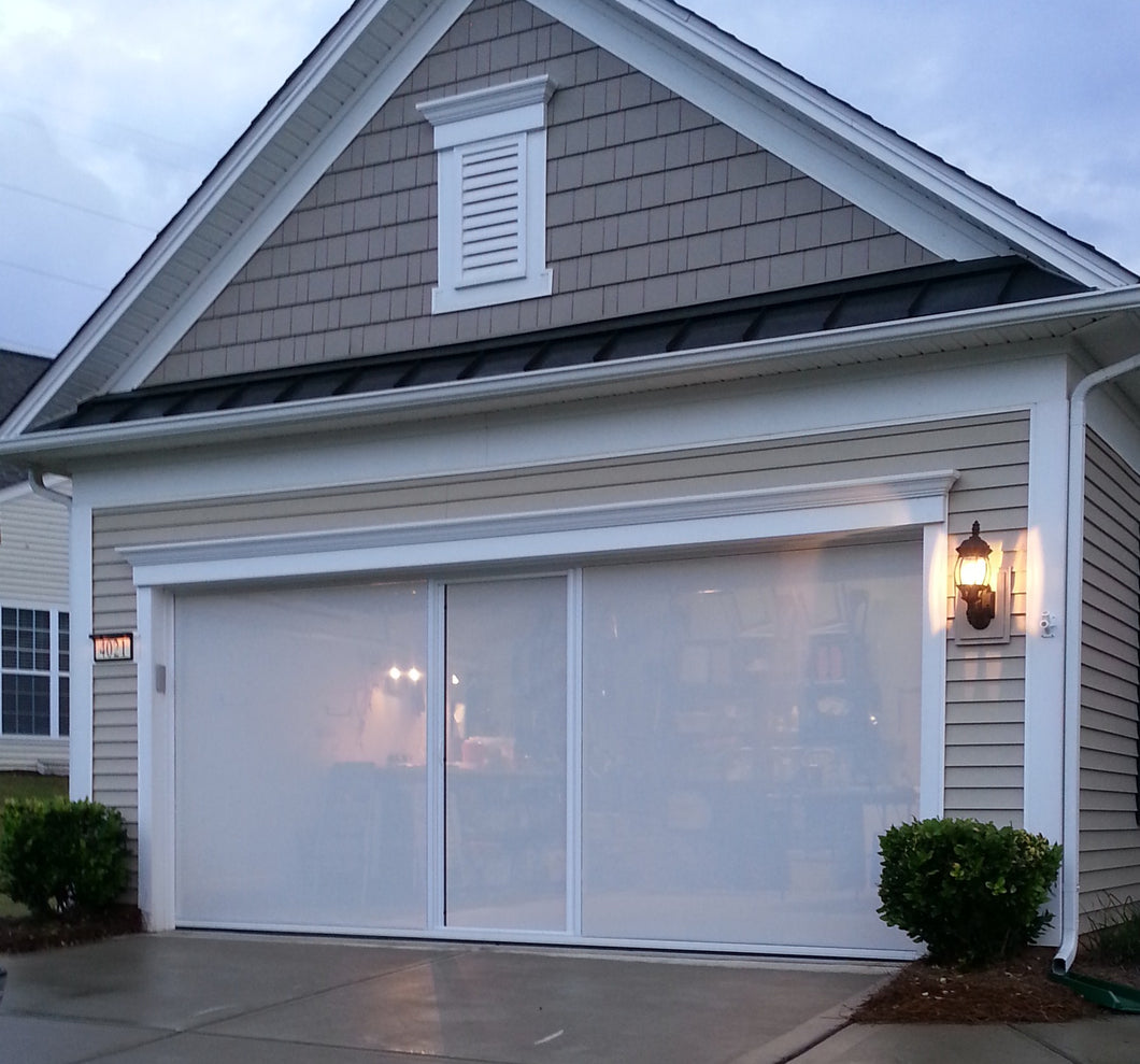 18'W x 7'H Lifestyle Screens® Garage Screen Door, with Upgraded 17x20 White PVC Coated Polyester Screen Fabric and With Center Passage Door
